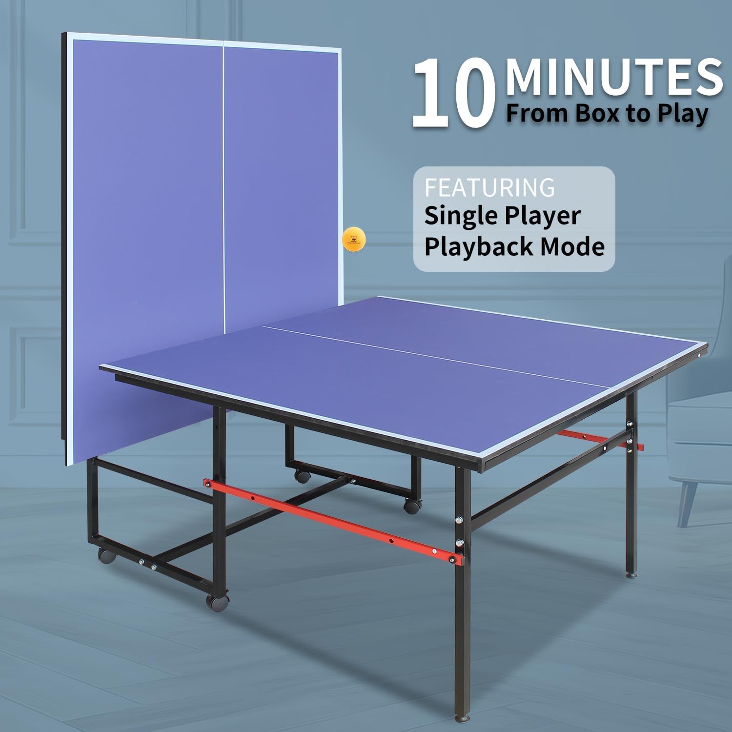 8 ft Portable Ping Pong Table， - огляд і ціна Table Tennis Player